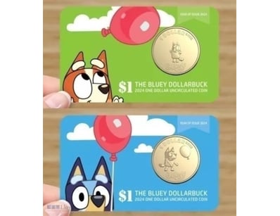 NEW!! LIMITED 2024 BLUEY DOLLARBUCK & BINGO $1 DOL...
