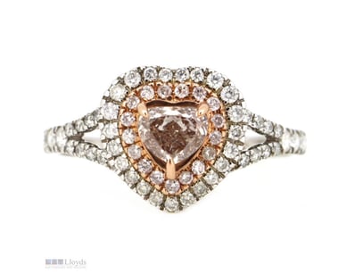 14K WHITE/ROSE GOLD, PINK DIAMOND AND DIAMOND, DOU...