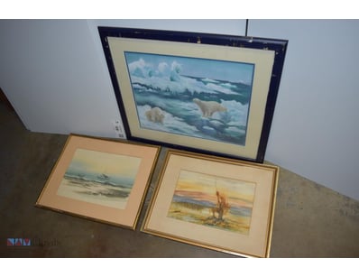 Deceased Estate Artwork Lot With 3 Pieces, Various...