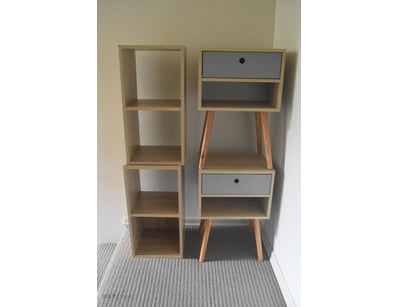 2x sets of Bedside tables, beachwood in colour.