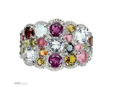 NATURAL TOURMALINE AND AQUAMARINE RING.      

Nat...