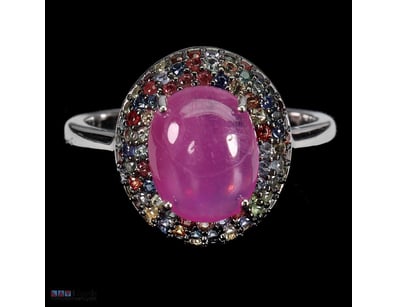 NATURAL DIAMOND CUT SAPPHIRE & RUBY RING.     

Na...