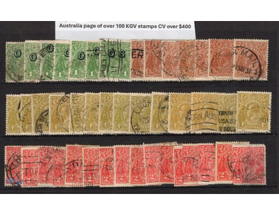 Australia Page Of Over 100 Kgv Stamps Duplicates I...