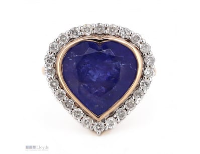 14K ROSE GOLD, TANZANITE AND DIAMOND, HALO COCKTAI...