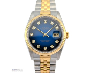 ROLEX 16233G DATEJUST VIGNETTE BLUE DIAMOND DIAL 3...