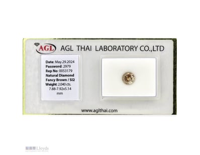 2.04CT CERTIFIED, NATURAL FANCY BROWN DIAMOND     ...