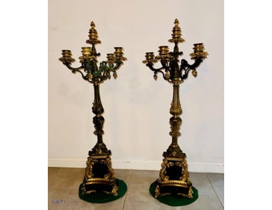 PAIR OF  FRENCH GILT AND BRONZE CANDELABRA, CIRCA ...