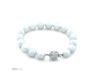 14CT WHITE GOLD SOUTH SEA CULTURED PEARL KNOTTED B...