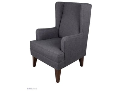 RRP $729 Charcoal grey upholstered wingback armcha...