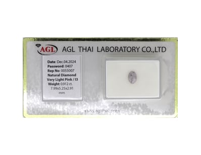 0.912CT CERTIFIED, NATURAL PINK DIAMOND     

Oval...