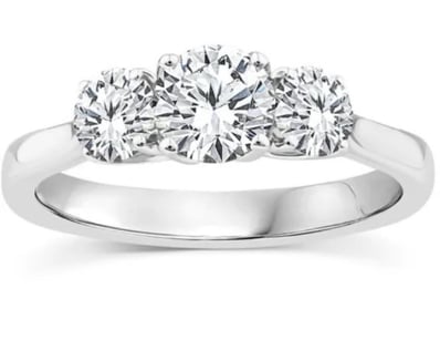 9K YELLOW GOLD 1.00CT F VS LAB DIAMOND RND TRILOGY...