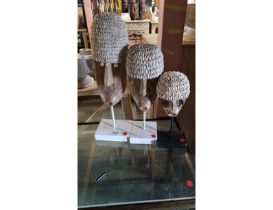 Set of three decorative wooden Mask sculptures fea...