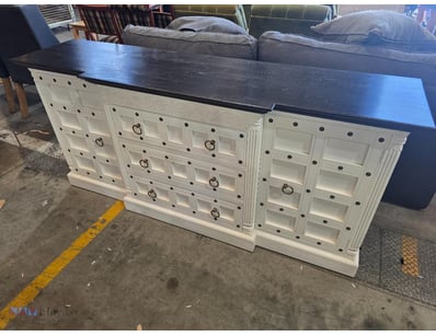 White and brown Timber Cabinet with 3 draws and 2 ...
