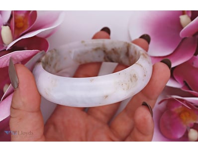 NATURAL BURMESE JADE BANGLE ON 925 SILVER - WITH C...
