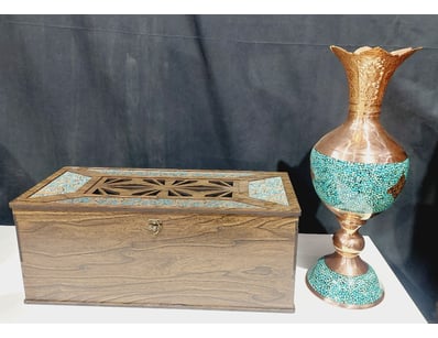 PERSIAN FIROOZEH KOOBI (TURQUOISE INLAY) PEDESTAL ...