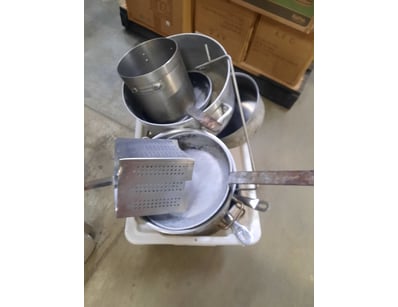 Assorted container of pots, Pans and more.

SOLD...