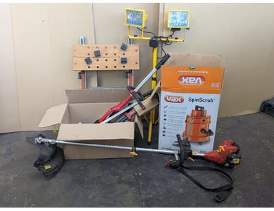 Tools, including Vax spinscrub vacuum, Ozito pol t...
