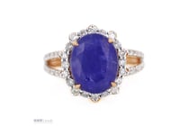 14K Rose Gold, Tanzanite And Diamond, Halo Split