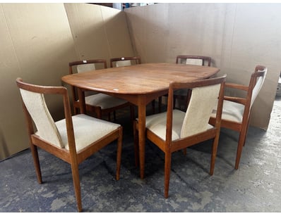 Table, timber style dining table, including 6 x ch...