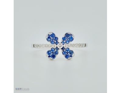 18CT WHITE GOLD CEYLON SAPPHIRE AND DIAMOND FLORAL...