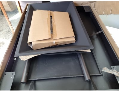 fire pit, steel frame, mesh safety net, black colo...