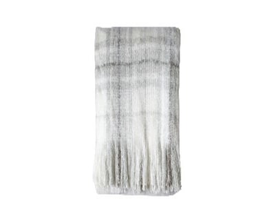 RRP: $645, Check Mohair Throw Grey 1300x1800mm, 50...
