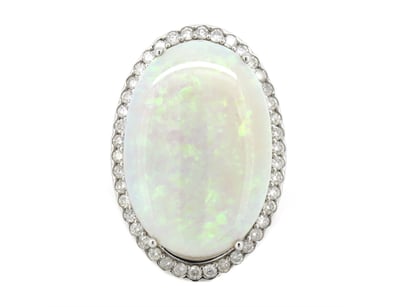 14K WHITE GOLD, 17.09CT AUSTRALIAN COOBER PEDY OPA...