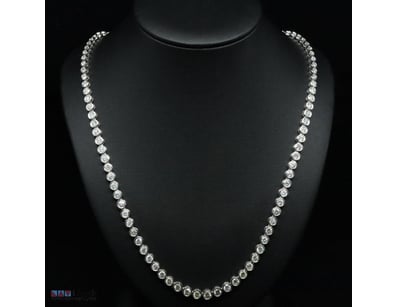 14K WHITE GOLD, 16.51CT TDW DIAMOND, RIVIERA NECKL...