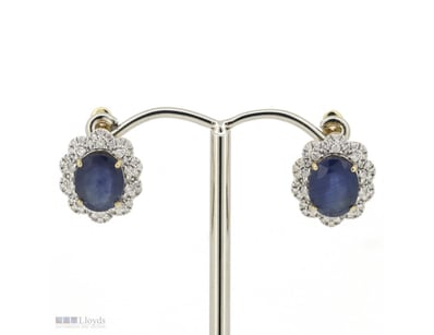 14K YELLOW/WHITE GOLD, BLUE SAPPHIRE AND DIAMOND, ...