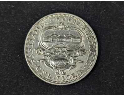 1927 AUSTRALIAN 8 PEARL PARLIAMENT HOUSE FLORIN
...