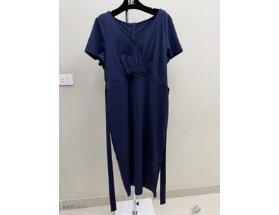 NAVY BLUE WRAP FRONT SHORT SLEEVE DRESS

Item Size...
