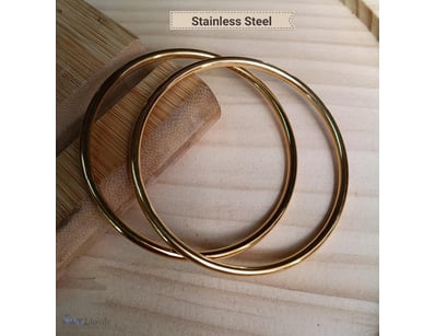 2 X GOLD STAINLESS STEEL UNISEX BANGLES NO FADE   ...