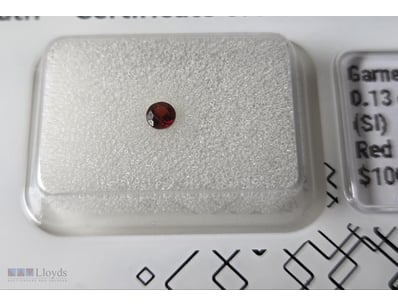 CERTIFIED 0.13CT NATURAL RED GARNET (NESOSILICATE)...