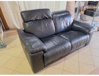 2-Seater Manual Recliner Sofa, Leather Style, Blac...