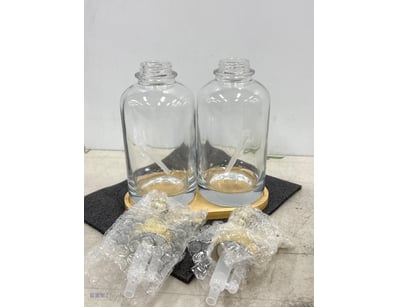Dispenser Bottles, Glass, Gold Features, Stickers...