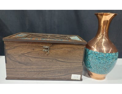 PERSIAN FIROOZEH KOOBI (TURQUOISE INLAY) PEDESTAL ...