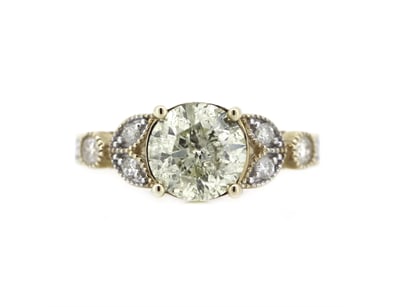 14K YELLOW GOLD, FANCY YELLOW DIAMOND, DRESS RING....