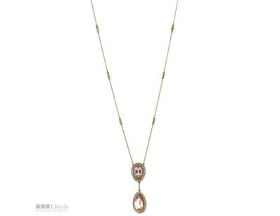 14K YELLOW GOLD, MORGANITE AND DIAMOND, DOUBLE DRO...