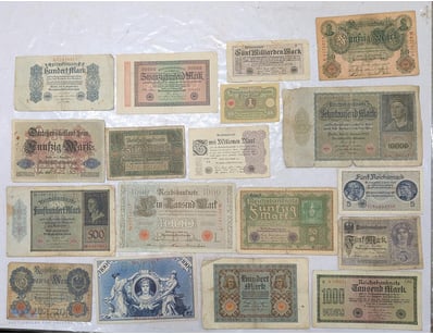 COLLECTION OF OLD GERMANY BANKNOTES. MOSTLY 1920S ...