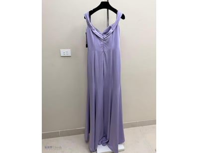 LAVENDER CHIFFON EVENING GOWN WITH DRAPED COWL NEC...