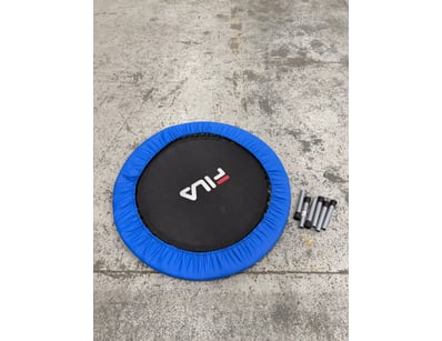 FILA brand mini trampoline featuring a blue padded...
