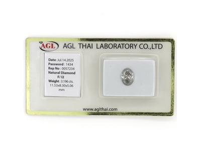 3.196CT CERTIFIED, NATURAL DIAMOND     

Oval Bril...