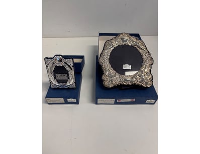 PAIR OF CARRS STERLING SILVER ORNAMENTAL PICTURE F...