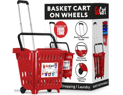 dbest products GoCart, Red Grocery Cart Shopping L...