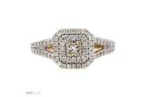 14K Yellow Gold And Diamond, Double Halo Split
