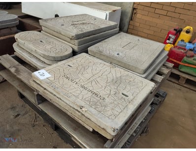 Pallet lot of concrete pit lids 
Manufacture Year:...