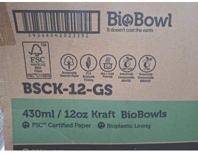 430ml Kraft Bio Bowls, 500 Bowls To Carton

Bid Pe...