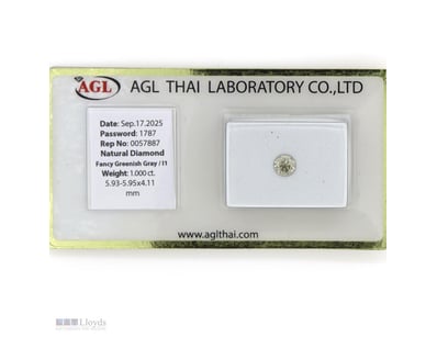 1.00CT CERTIFIED, NATURAL FANCY GREEN/GREY DIAMOND...