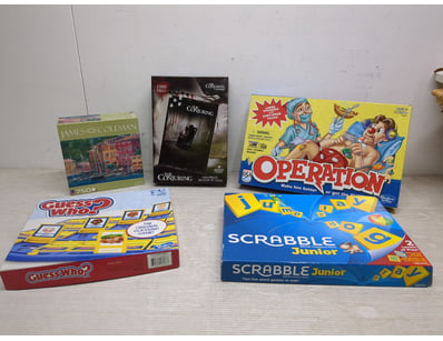 Collection of 3 board games and 2 puzzles 

Sold A...