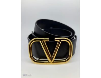 VALENTINO BLACK VLOGO SIGNATURE LEATHER BELT, RRP ...